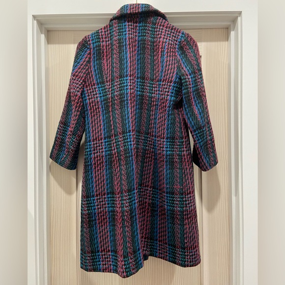 Anthropologie Blazing Bright Rainbow Plaid Coat Jacket - Picture 2 of 6